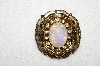 +MBA #E52-227   "Coro Gold Tone Opal Glass & Clear Crystal Rhinestone Pin"