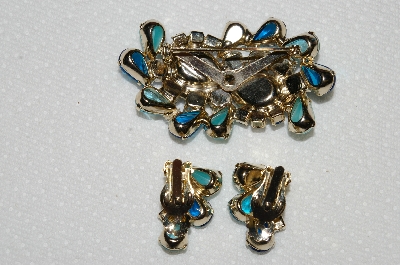 +MBA #E52-077   "Juliana Gold Tone Glass, Acrylic & Crystal Rhinestone Pin & Earring Set"
