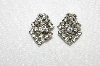 +MBA #E52-021   "Vintage Silvertone Clear Crystal Rhinestone Clip On Earrings"