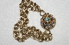 +MBA#E53-254   "Vintage Goldtone AB Crystal Ball Pendant & Chain"