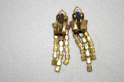 +MBA #E53-008  "Lilien Beautful Blue & Clear Crystal Fancy Rhinestone Necklace & Matching Earrings Set"