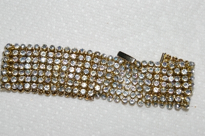 +MBA #E53-120   "Gold Tone Mesh Style AB Crystal Rhinestone Bracelet"