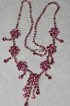 +MBA#E53-031   "Older Silvertone Pink Austrian Crystal Fancy Necklace & Earrings Set"