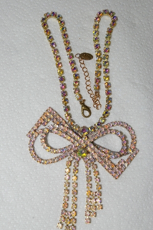+MBA #53-036   "Lilien Large & Fancy AB Crystal Rhinestone Bow Necklace"