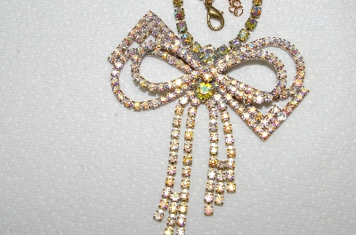 +MBA #53-036   "Lilien Large & Fancy AB Crystal Rhinestone Bow Necklace"
