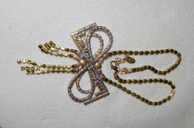 +MBA #53-036   "Lilien Large & Fancy AB Crystal Rhinestone Bow Necklace"