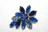 +MBA #E53-030   "Weiss Blue & AB Crystal Rhinestone Pin & Earrings Set"