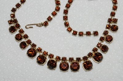 +MBA #E53-100   "Vintage Gold Tone Rootbeer Colored Rhinestone Choker"