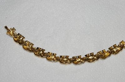 +MBA #E53-073   "Vintage Goldplated Clear Crystal  Elephant  Bracelet"