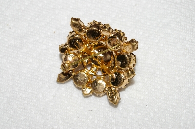 **MBA #E53-082   "Made In Austria Citrine & Rootbeer Colored Crystal Rhinestone Pin"