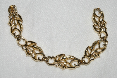 +MBA #E53-221   "Vintage Goldtone Faux Pearl & Clear Crystal Rhinestone Bracelet"