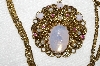 +MBA #E53-097    "Made In West Germany Opal Glass, Pink Crystal Rhinestone & Faux Pearl Necklace"