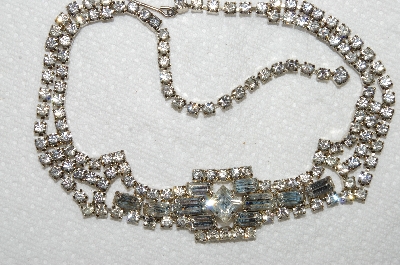 +MBA #E53-109   "Vintage Silvertone Very Fancy Clear Crystal Rhinestone Choker"
