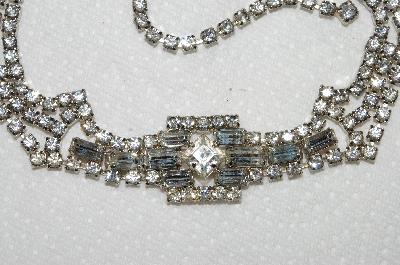 +MBA #E53-109   "Vintage Silvertone Very Fancy Clear Crystal Rhinestone Choker"