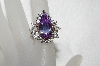 +MBA #E53-210   "Older Plated Sterling Fancy Clear & Lavender CZ Ring"