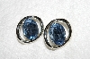 +MBA #E53-167   "Vintage Silvertone Blue Acrylic Stone Earrings"