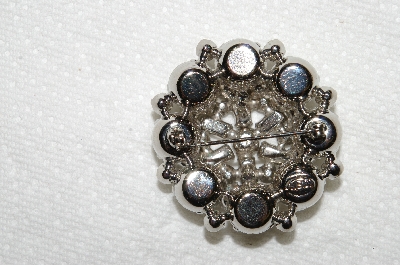 +MBA #E53-059   "Weiss Silvertone Fancy Clear Crystal Rhinestone Brooch"