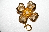**MBA #E51-196   "Vintage Goldtone Mesh & Faux Pearl Flower Pin"