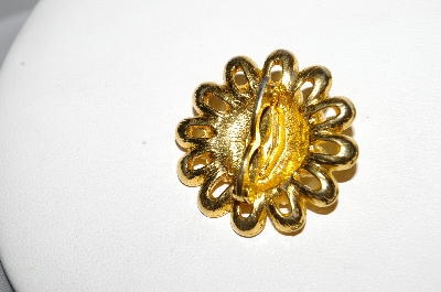 **MBA #E51-251   "Vintage Gold Plated Floral Scarf Clip"