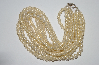 +MBA #E51-093   "Vintage 7 Strand  Faux Glass Pearl Necklace"
