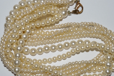 +MBA #E51-093   "Vintage 7 Strand  Faux Glass Pearl Necklace"