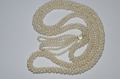 +MBA #E51-085   "Vintage Woven Faux Pearl & Crystal Bead Necklace"