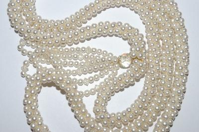 +MBA #E51-085   "Vintage Woven Faux Pearl & Crystal Bead Necklace"