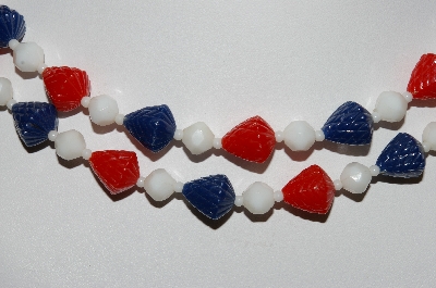 +MBA #E51-100    "Vintage Lot Of  3 Pieces Of  Red, White & Blue Thermoplastic Jewelry"