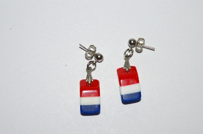 +MBA #E51-100    "Vintage Lot Of  3 Pieces Of  Red, White & Blue Thermoplastic Jewelry"