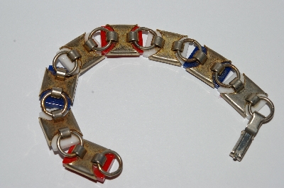 +MBA #E51-100    "Vintage Lot Of  3 Pieces Of  Red, White & Blue Thermoplastic Jewelry"