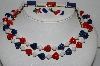 +MBA #E51-100    "Vintage Lot Of  3 Pieces Of  Red, White & Blue Thermoplastic Jewelry"