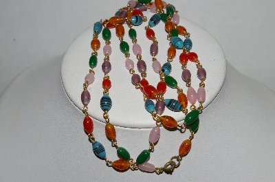 +MBA #E51-186   "Vintage Multi Colored Glass Bead Necklace"