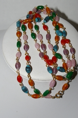 +MBA #E51-186   "Vintage Multi Colored Glass Bead Necklace"