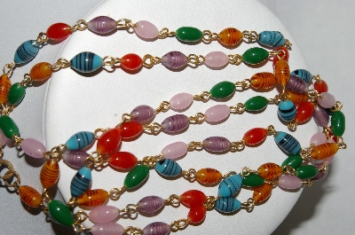 +MBA #E51-186   "Vintage Multi Colored Glass Bead Necklace"