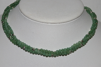 +MBA #E51-192   "Vintage Sterling 3 Row Gemstone Bead Necklace"