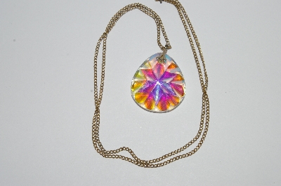 +MBA #E51-398   "Vintage AB Crystal Stone Pendant With Chain"