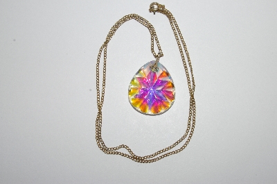 +MBA #E51-398   "Vintage AB Crystal Stone Pendant With Chain"