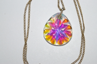 +MBA #E51-398   "Vintage AB Crystal Stone Pendant With Chain"