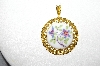 +MBA #E51-499    "Royal Worchester Gold Filed Porcelain Floral Pendant" 