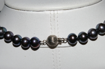 +MBA #E51-356   "Sterling 18"  9.5-10mm Black Cultured Pearl Necklace"