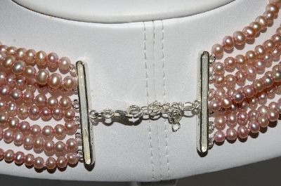 +MBA #E51-363  "Sterling Pink Cultured Pearl 8 Row Necklace"