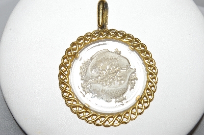 +MBA #E51-206   "Trifari Gold Tone Clear Acrylic "Pisces" Pendant"