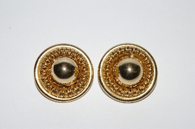 +MBA #E51-308   "Vintage Gold Plated Fancy Clip On Earrings"