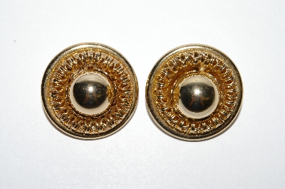 +MBA #E51-308   "Vintage Gold Plated Fancy Clip On Earrings"