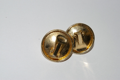 +MBA #E51-308   "Vintage Gold Plated Fancy Clip On Earrings"