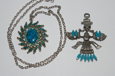 +MBA #E51-366   "Vintage Lot Of 2 Silvertone Pendants"