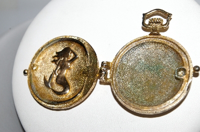 +MBA #E51-122   "Vintage Gold Plated Fancy Pocket Watch Locket"