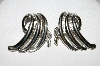 +MBA #E51-113   "Vintage Silvertone Fancy Clip On Earrings"