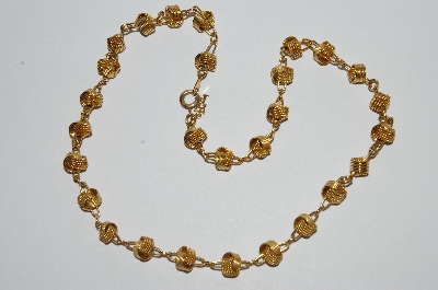 +MBA #E51-343    "Vintage 12K Gold Filled Fancy Knot Bead Necklace"