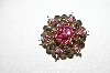 **MBA #E51-231   "Vintage Gold Tone Pink Crystal Rhinestone Fancy Pin"